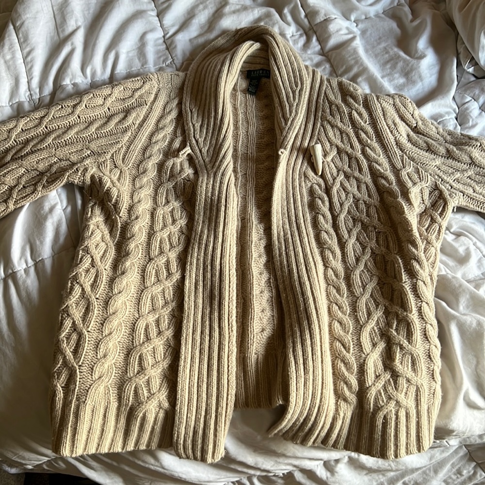 Ralph Lauren Cream Cable Knit Cardigan